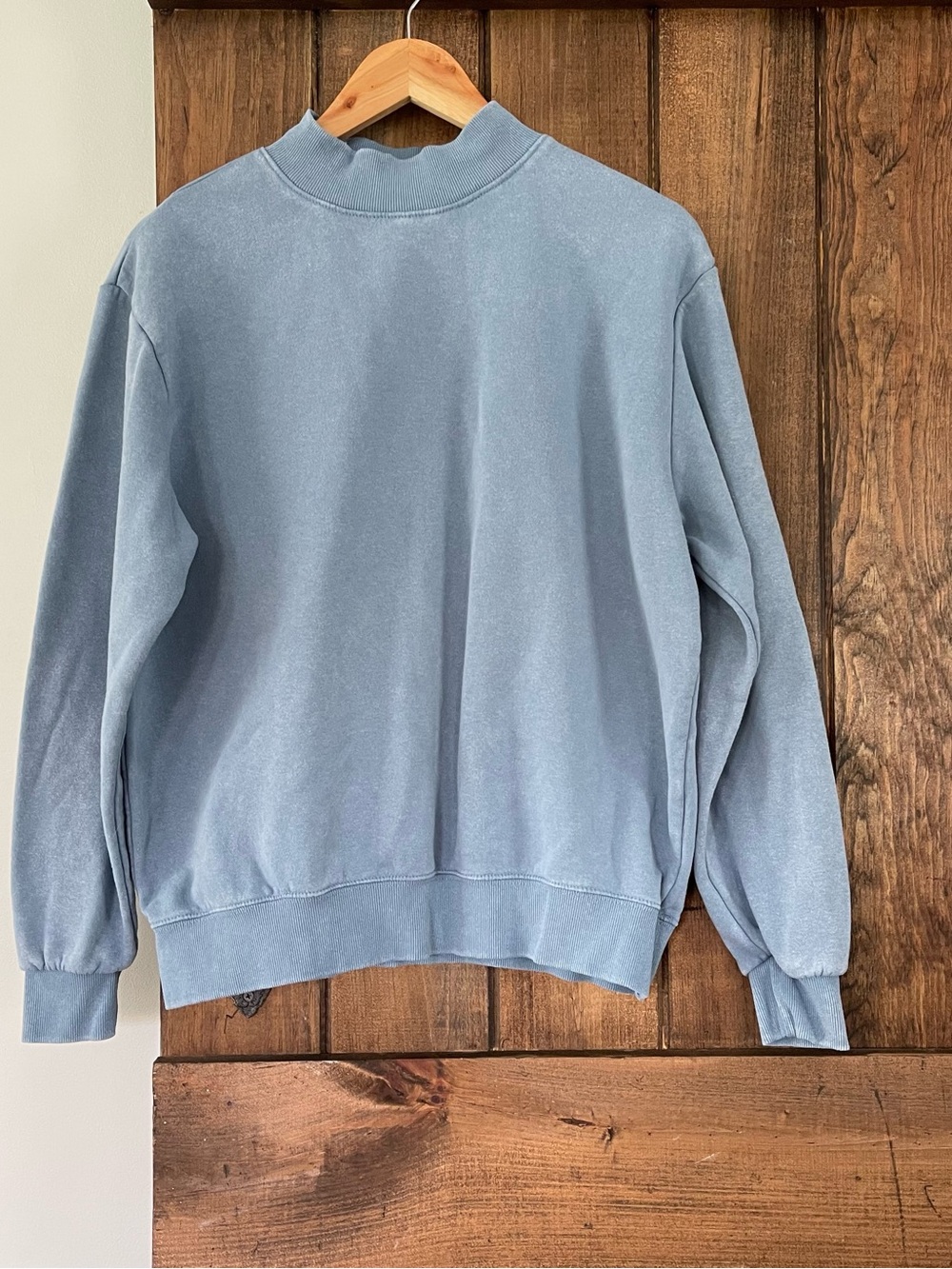 Chemistry Slate Blue Mock Neck Cotton Blend Sweatshirt Small Oversized